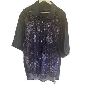Public Denim button down floral purple lace blouse size 3XL